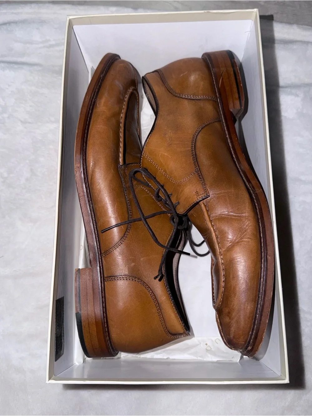 Joseph Abboud Tan Leather Lace-Up Dress Oxfords